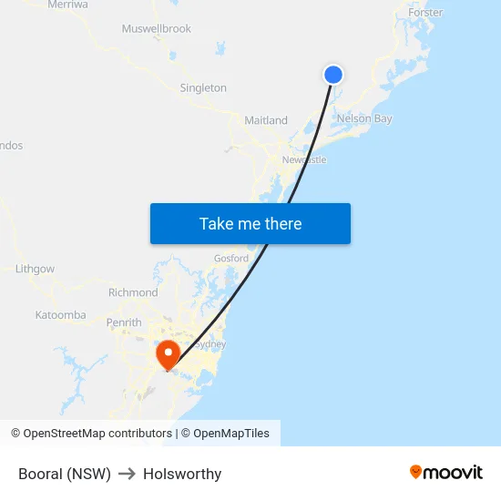 Booral (NSW) to Holsworthy map