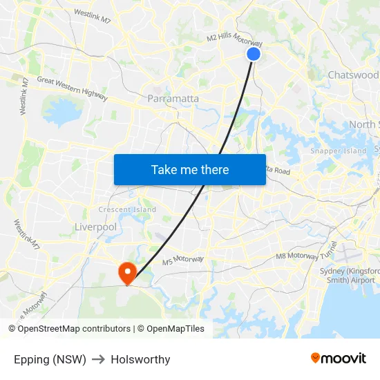 Epping (NSW) to Holsworthy map