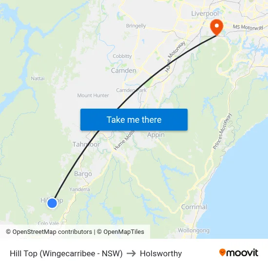 Hill Top (Wingecarribee - NSW) to Holsworthy map