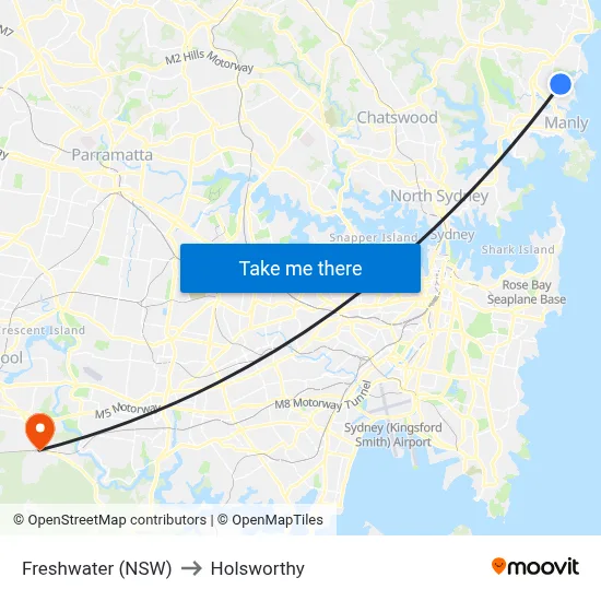 Freshwater (NSW) to Holsworthy map