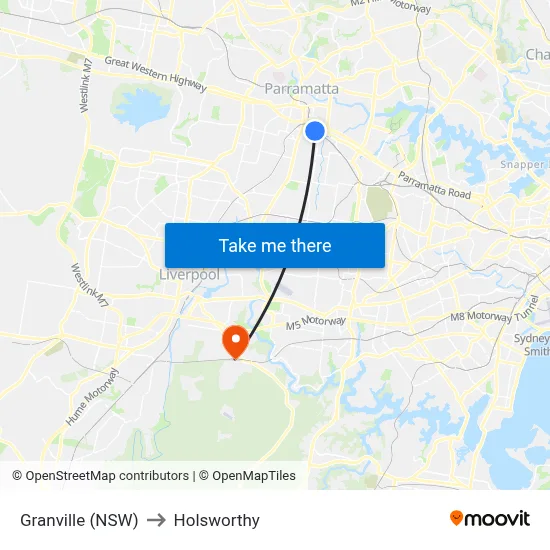 Granville (NSW) to Holsworthy map