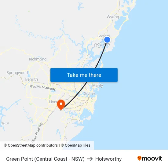 Green Point (Central Coast - NSW) to Holsworthy map