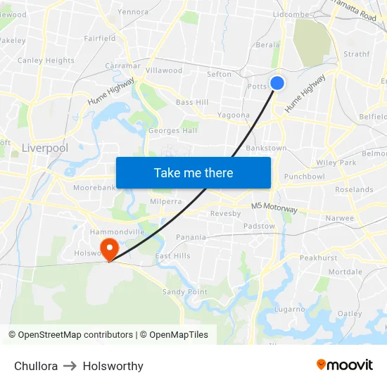 Chullora to Holsworthy map