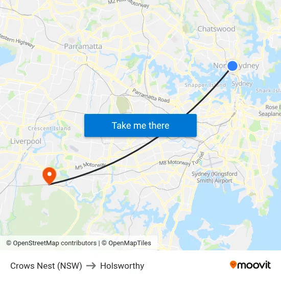 Crows Nest (NSW) to Holsworthy map