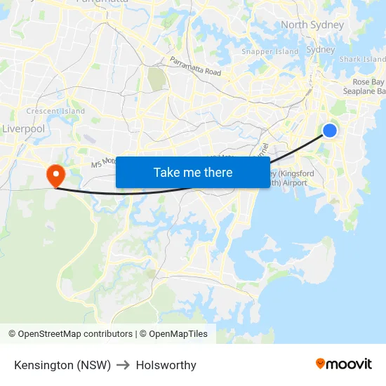 Kensington (NSW) to Holsworthy map