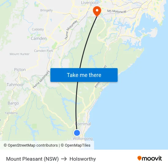 Mount Pleasant (NSW) to Holsworthy map