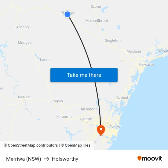 Merriwa (NSW) to Holsworthy map
