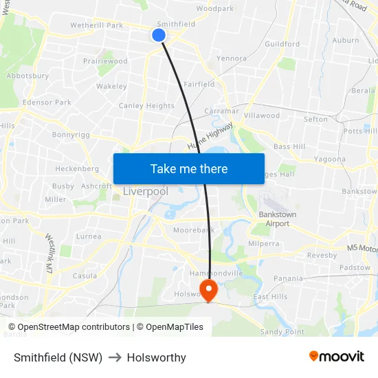 Smithfield (NSW) to Holsworthy map