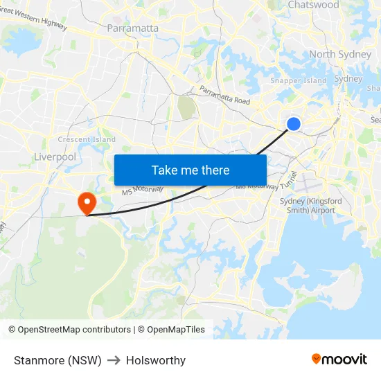 Stanmore (NSW) to Holsworthy map