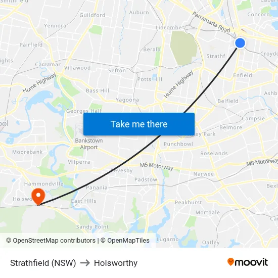 Strathfield (NSW) to Holsworthy map