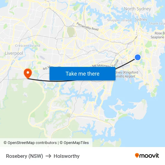 Rosebery (NSW) to Holsworthy map