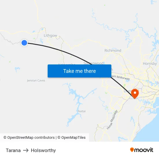 Tarana to Holsworthy map
