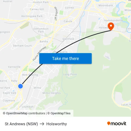 St Andrews (NSW) to Holsworthy map