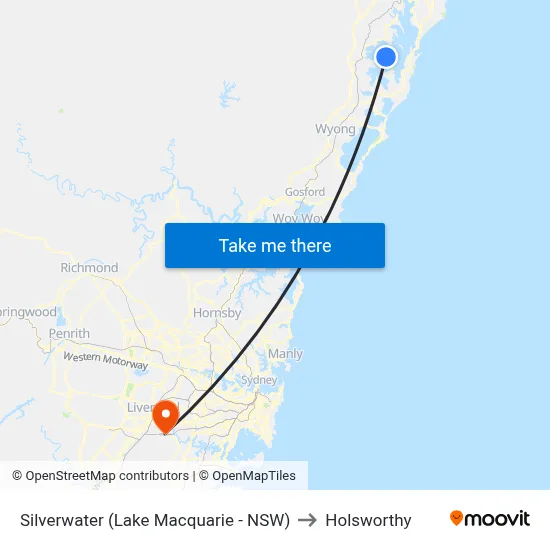 Silverwater (Lake Macquarie - NSW) to Holsworthy map
