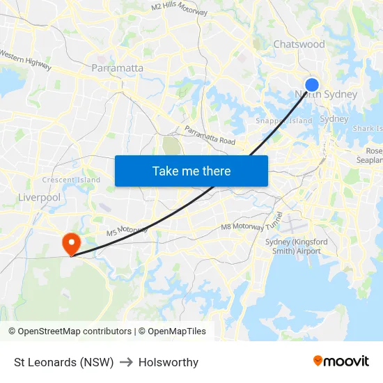 St Leonards (NSW) to Holsworthy map
