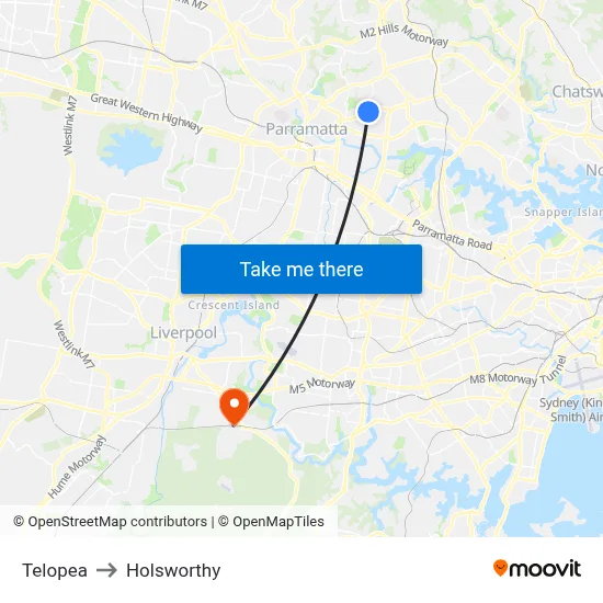 Telopea to Holsworthy map