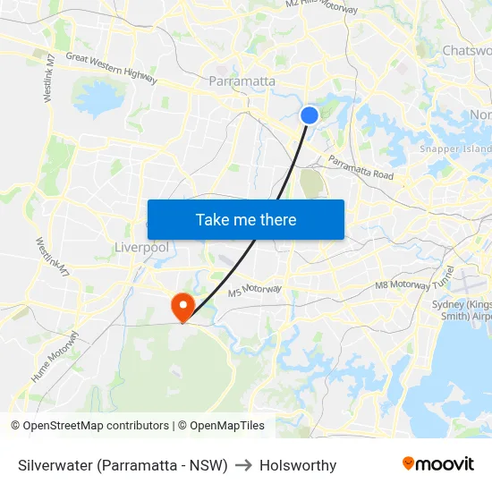 Silverwater (Parramatta - NSW) to Holsworthy map