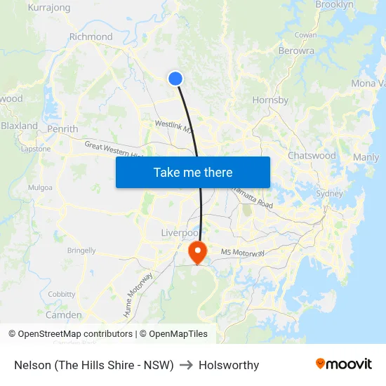 Nelson (The Hills Shire - NSW) to Holsworthy map