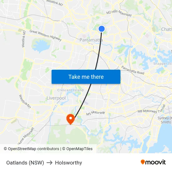 Oatlands (NSW) to Holsworthy map