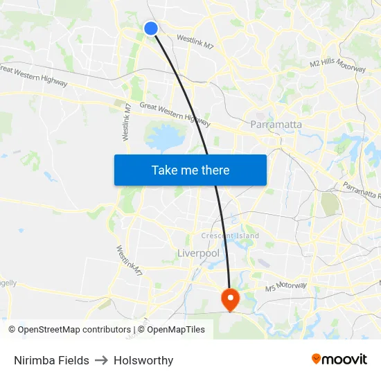 Nirimba Fields to Holsworthy map