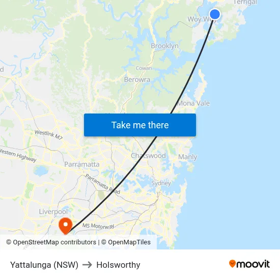 Yattalunga (NSW) to Holsworthy map