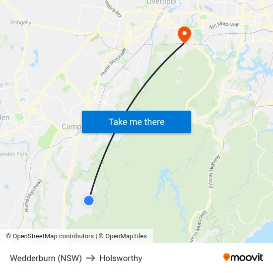 Wedderburn (NSW) to Holsworthy map