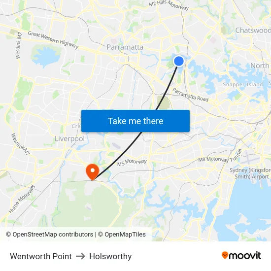 Wentworth Point to Holsworthy map