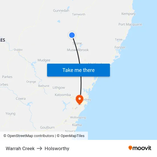 Warrah Creek to Holsworthy map