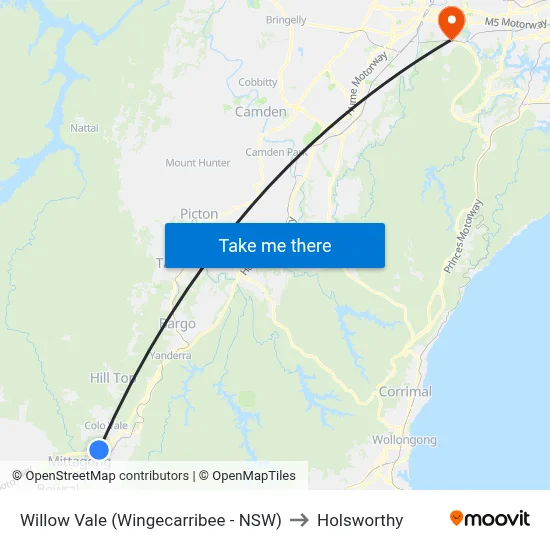 Willow Vale (Wingecarribee - NSW) to Holsworthy map
