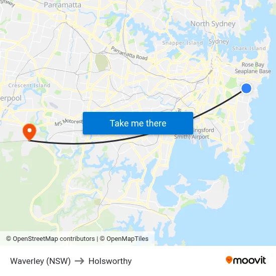 Waverley (NSW) to Holsworthy map