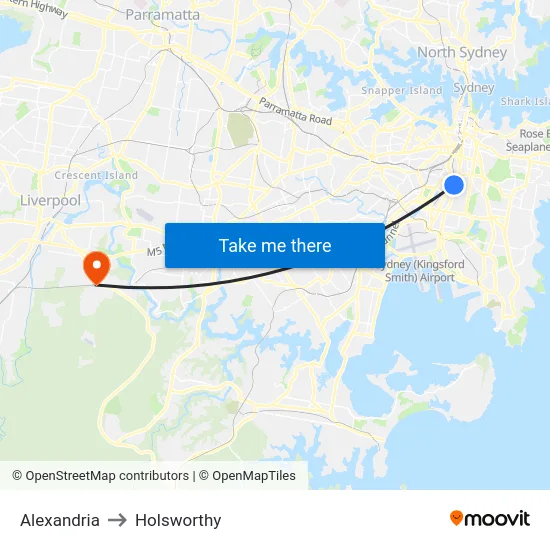 Alexandria to Holsworthy map