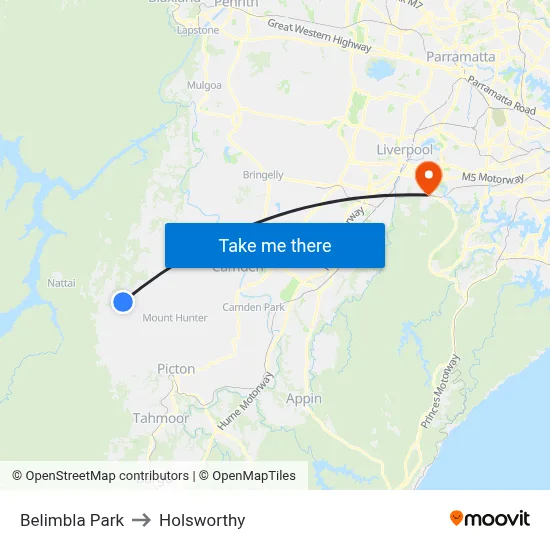 Belimbla Park to Holsworthy map