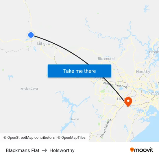 Blackmans Flat to Holsworthy map