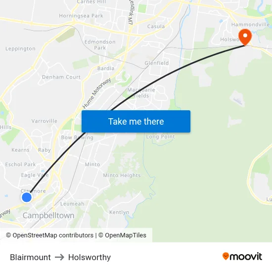 Blairmount to Holsworthy map