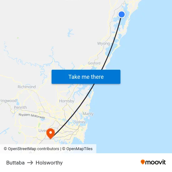 Buttaba to Holsworthy map