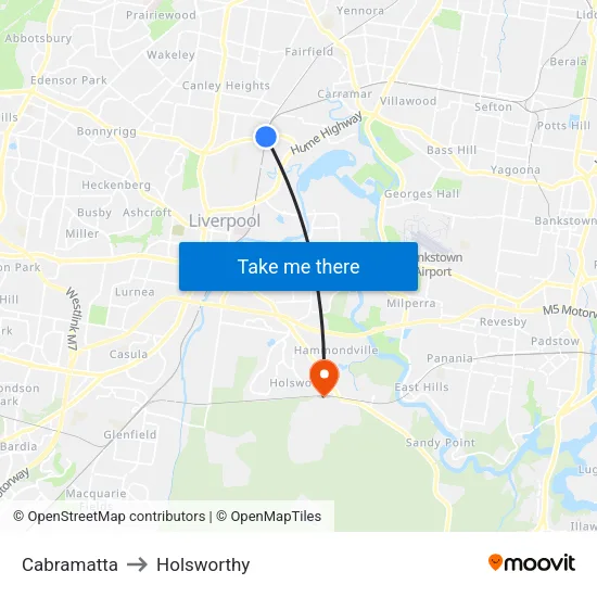Cabramatta to Holsworthy map