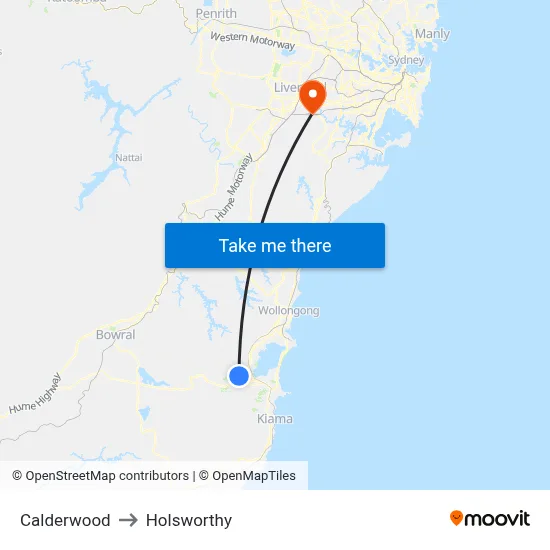 Calderwood to Holsworthy map