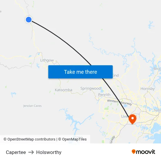 Capertee to Holsworthy map
