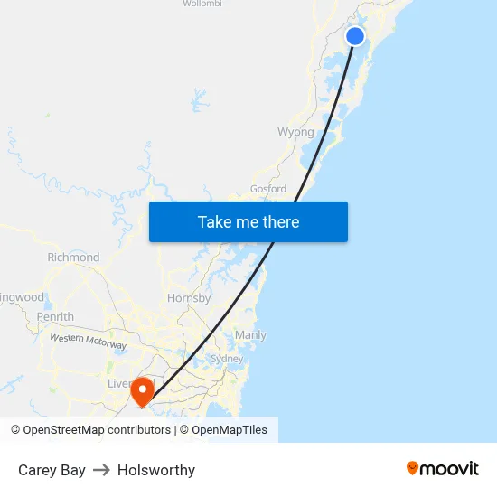 Carey Bay to Holsworthy map