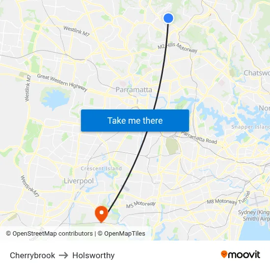Cherrybrook to Holsworthy map