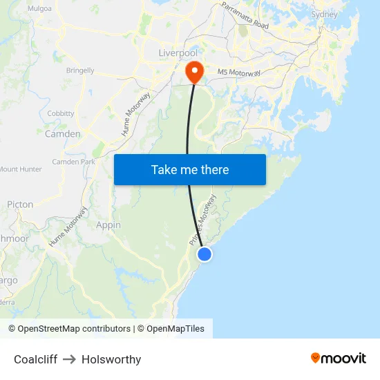 Coalcliff to Holsworthy map