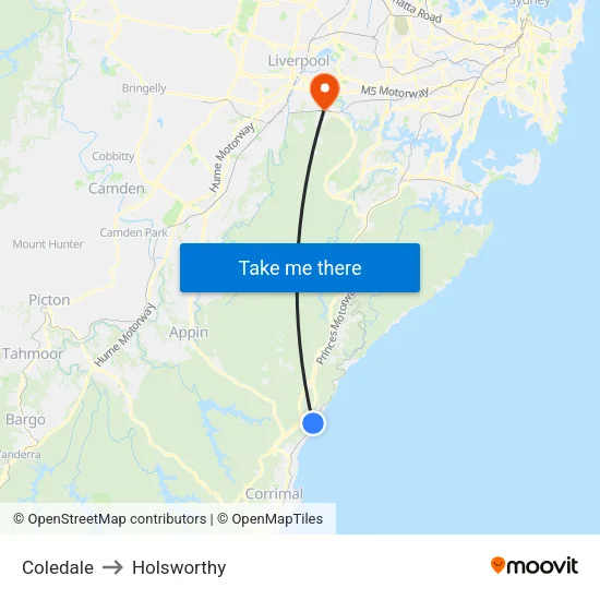 Coledale to Holsworthy map