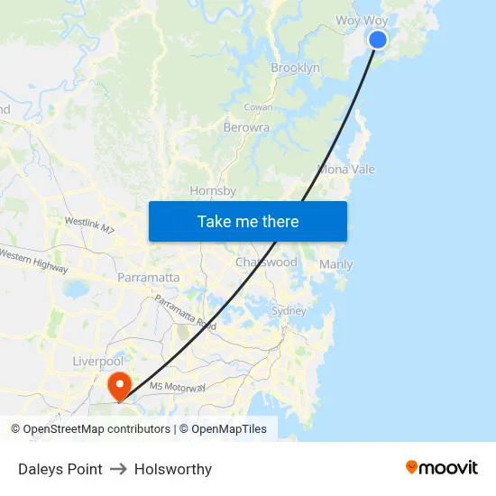 Daleys Point to Holsworthy map