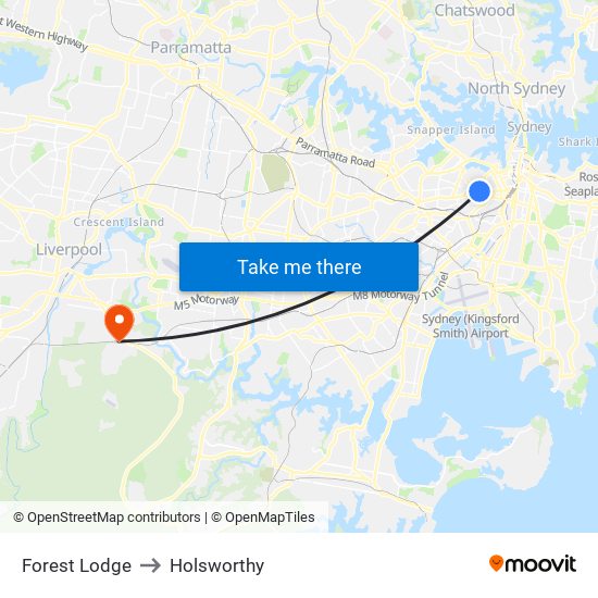 Forest Lodge to Holsworthy map