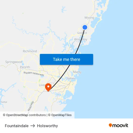 Fountaindale to Holsworthy map