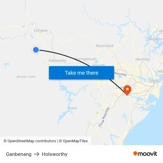 Ganbenang to Holsworthy map