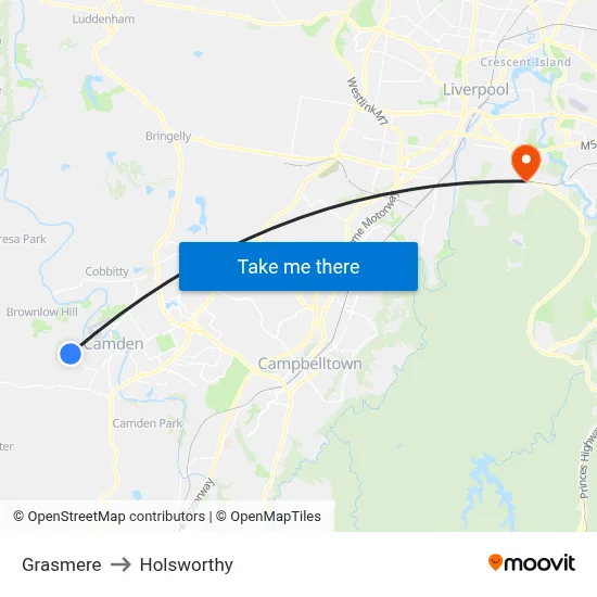 Grasmere to Holsworthy map