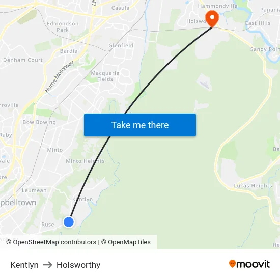 Kentlyn to Holsworthy map