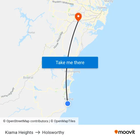 Kiama Heights to Holsworthy map