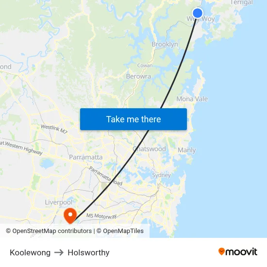 Koolewong to Holsworthy map
